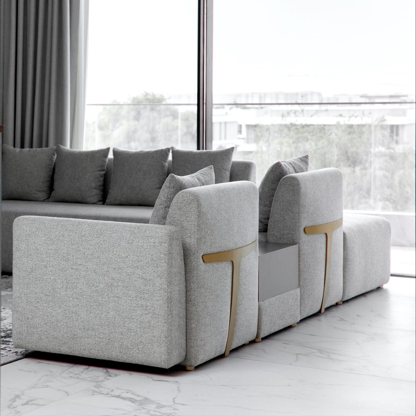 URBAN FLEX SOFA SYSTEM WITH WOODEN TABLE