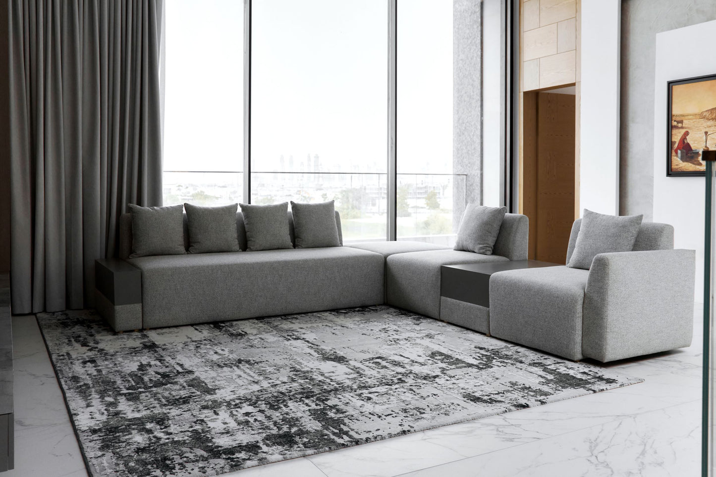URBAN FLEX SOFA SYSTEM WITH WOODEN TABLE