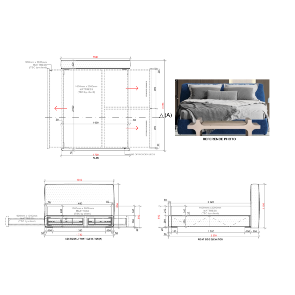 TESSERA STORAGE BED WITH DRAWER MATTRESS